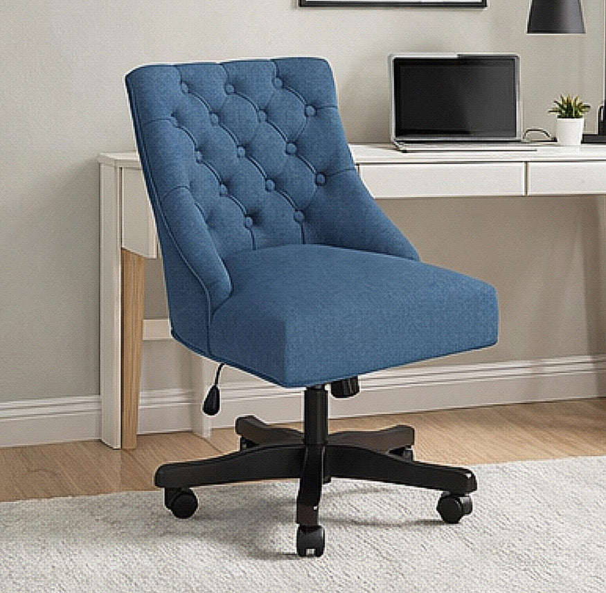 Ergonomic Tufted Computer Chair w/ Wide Backrest & Wooden Legs