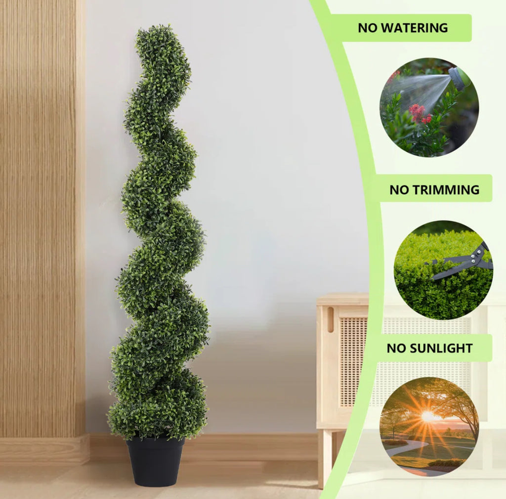 Spiral Green Boxwood Topiary (Set of 2)