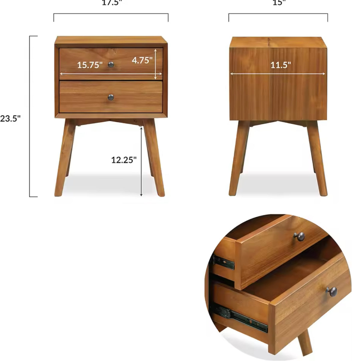 Edgemod Bedside Table w/ 2 Drawers