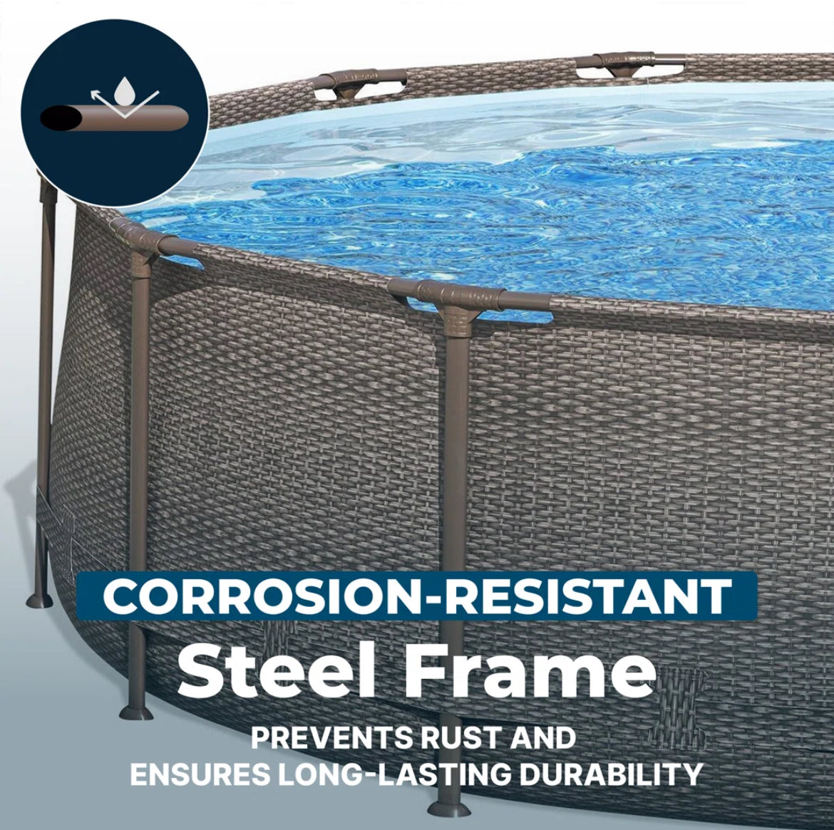 Bestway Power Steel Round Above Ground Swimming Pool w/ Pump & Cover