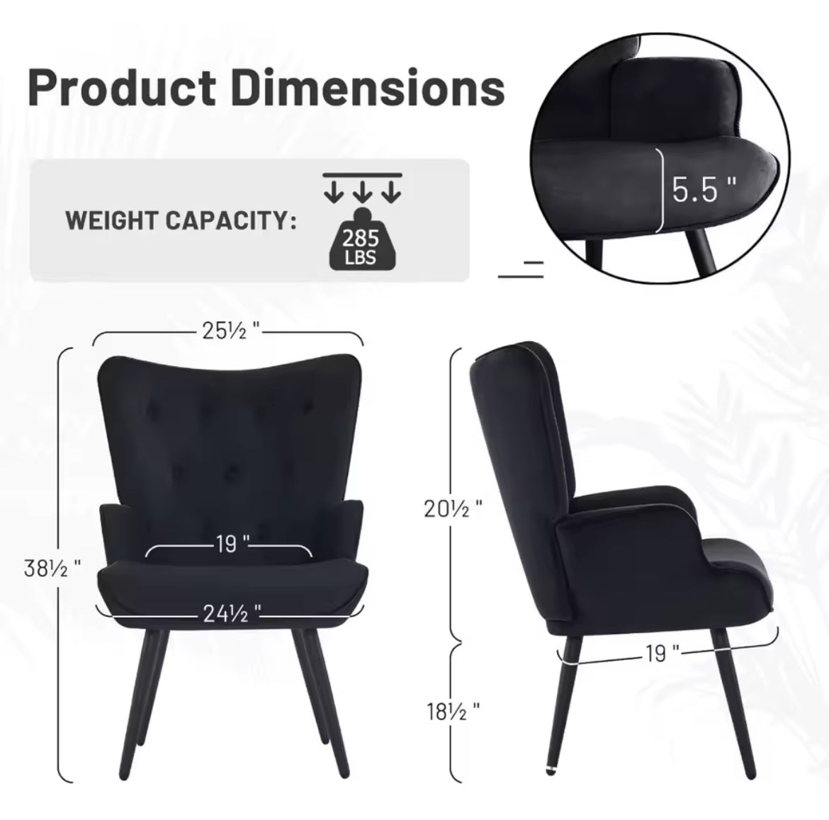 Tufted-Button Wingback Armchair