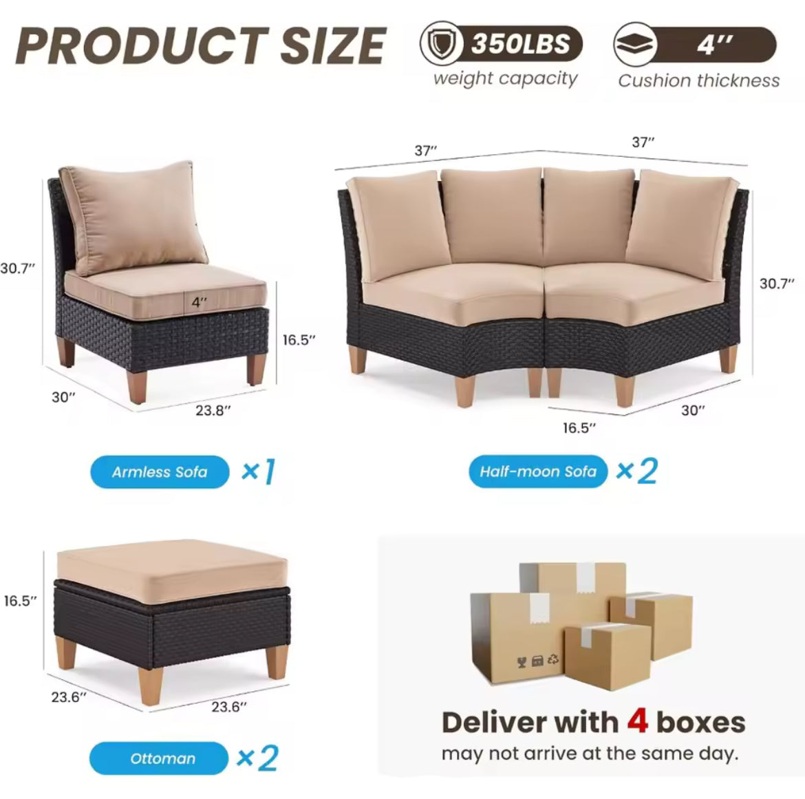 Half-Moon Sectional Patio Sofa Set