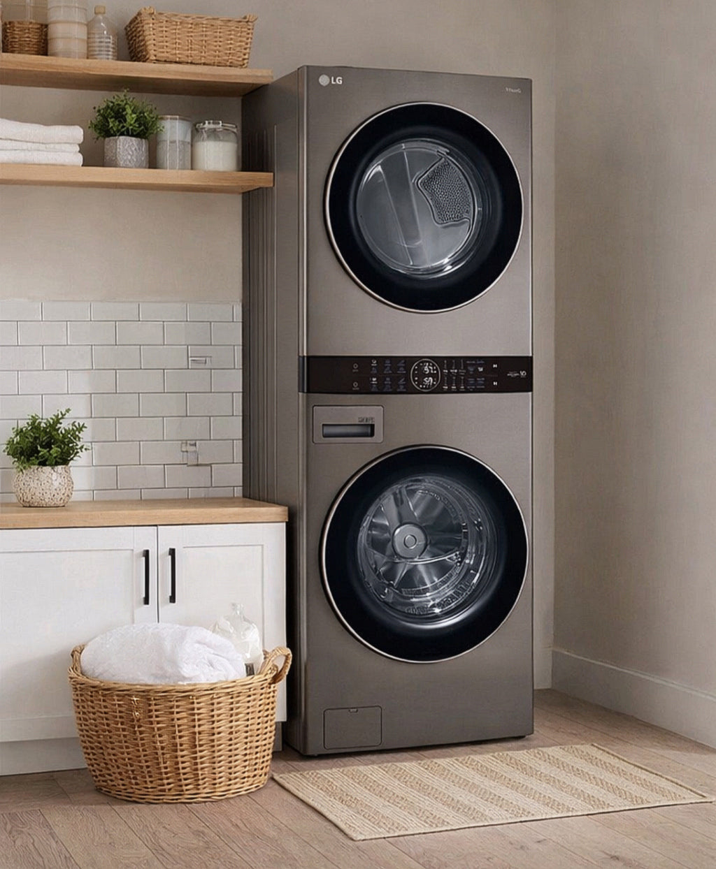 LG Single Unit Dryer & Front Load WashTower w/ Center Control Washer