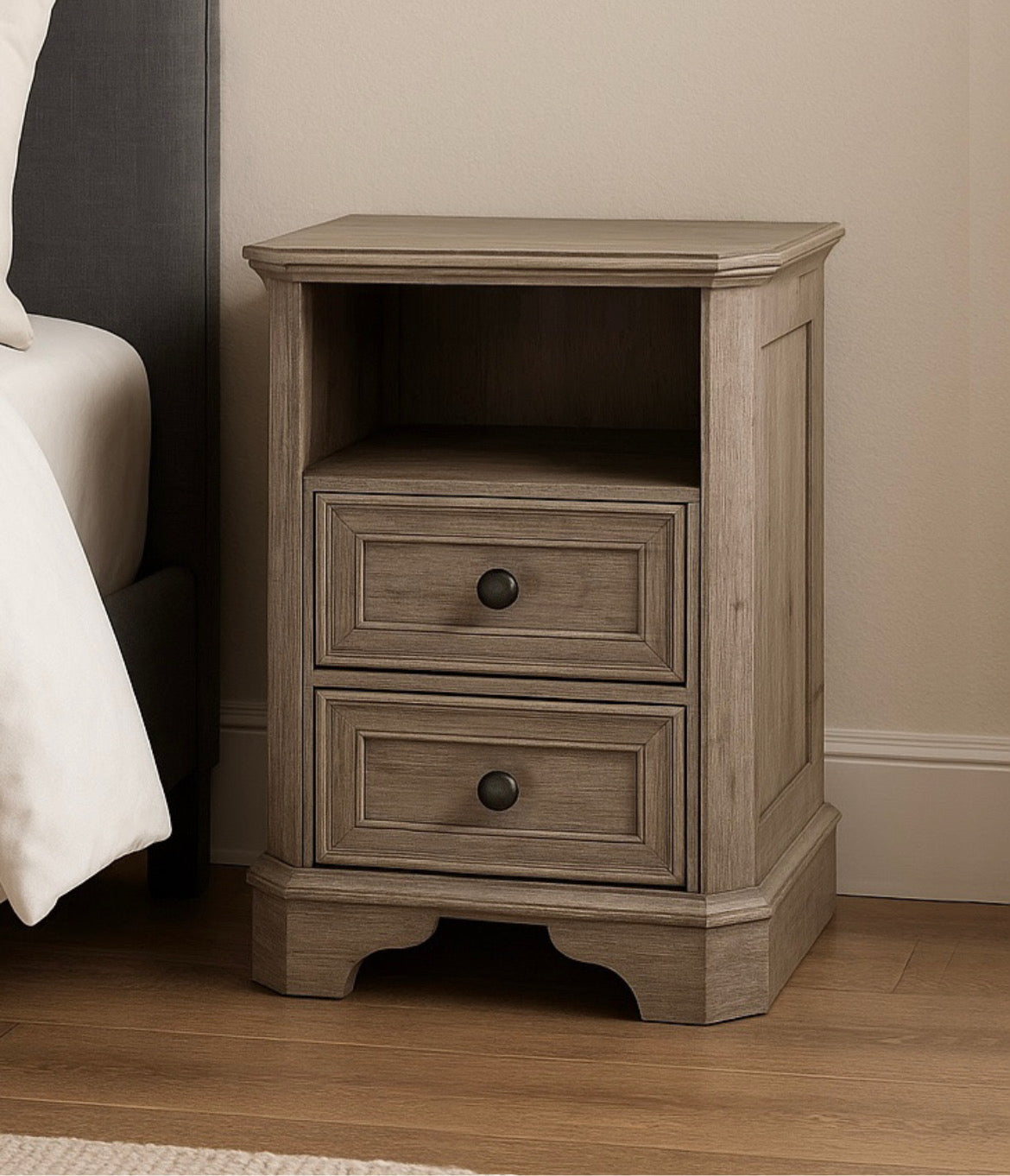 Farmhouse Nightstand w/ Charging Station