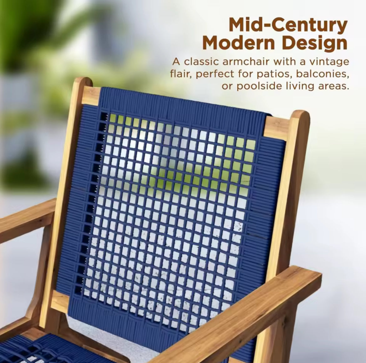 Natural Outdoor Armchair w/ Hand Woven Seat