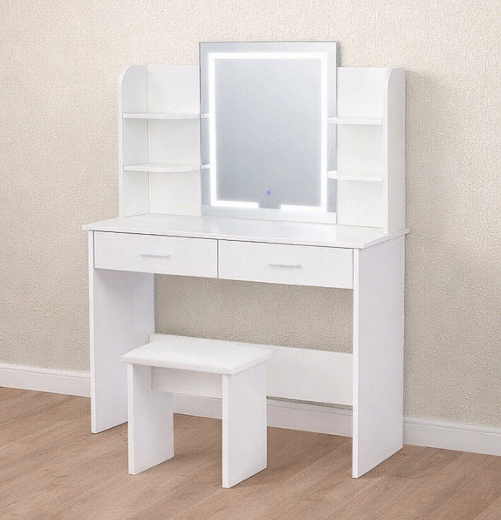 41” Vanity Desk w/ 2 Cabinets & Adjustable Brightness