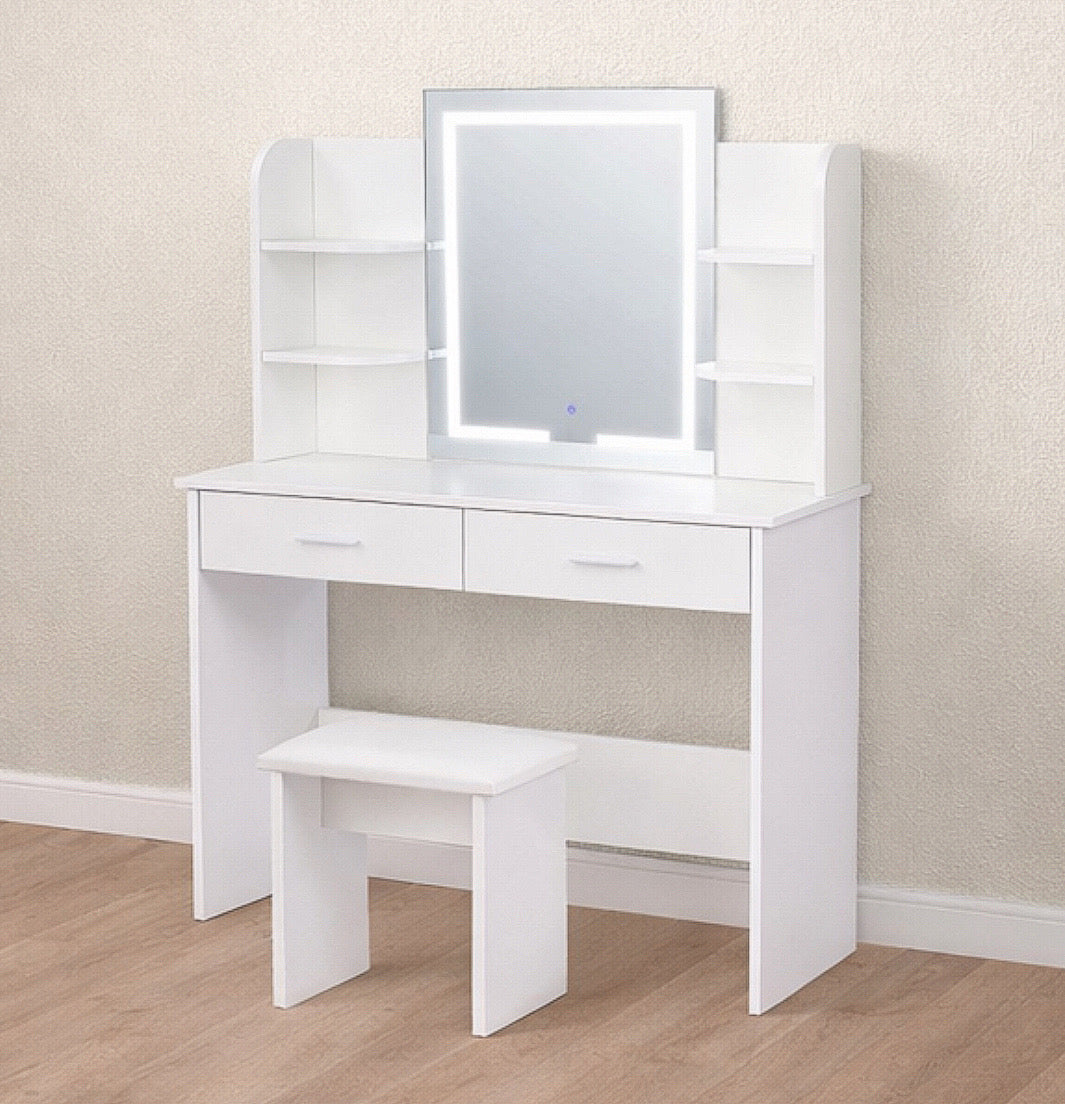 41” Vanity Desk w/ 2 Cabinets & Adjustable Brightness