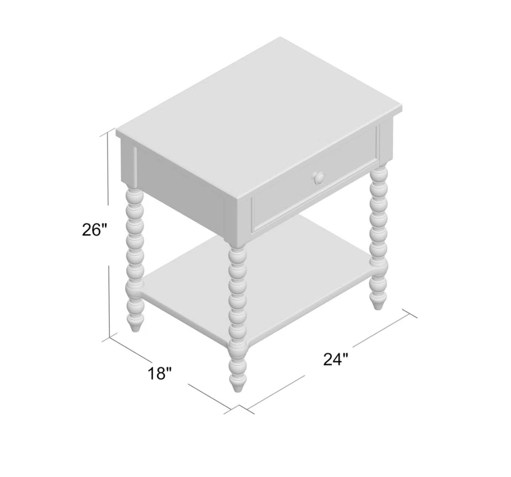 Wood Spindle w/ Drawer & Shelf