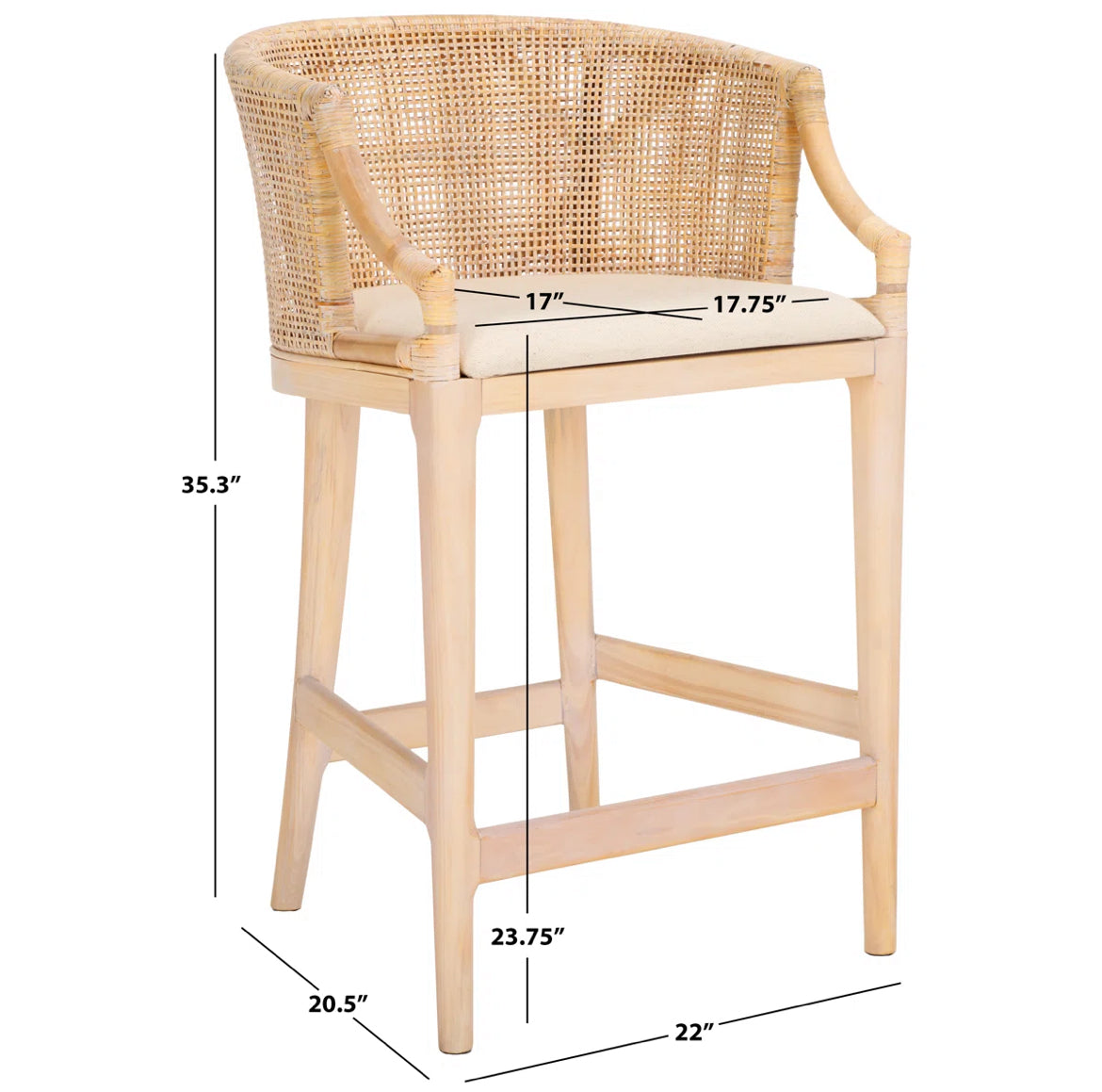 Brando Tropical Coastal Cushion Counter Stool