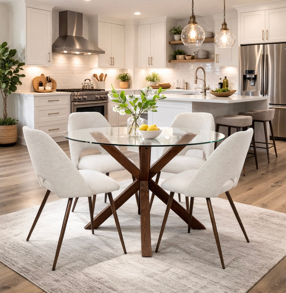 5-Piece Round Glass Table Set
