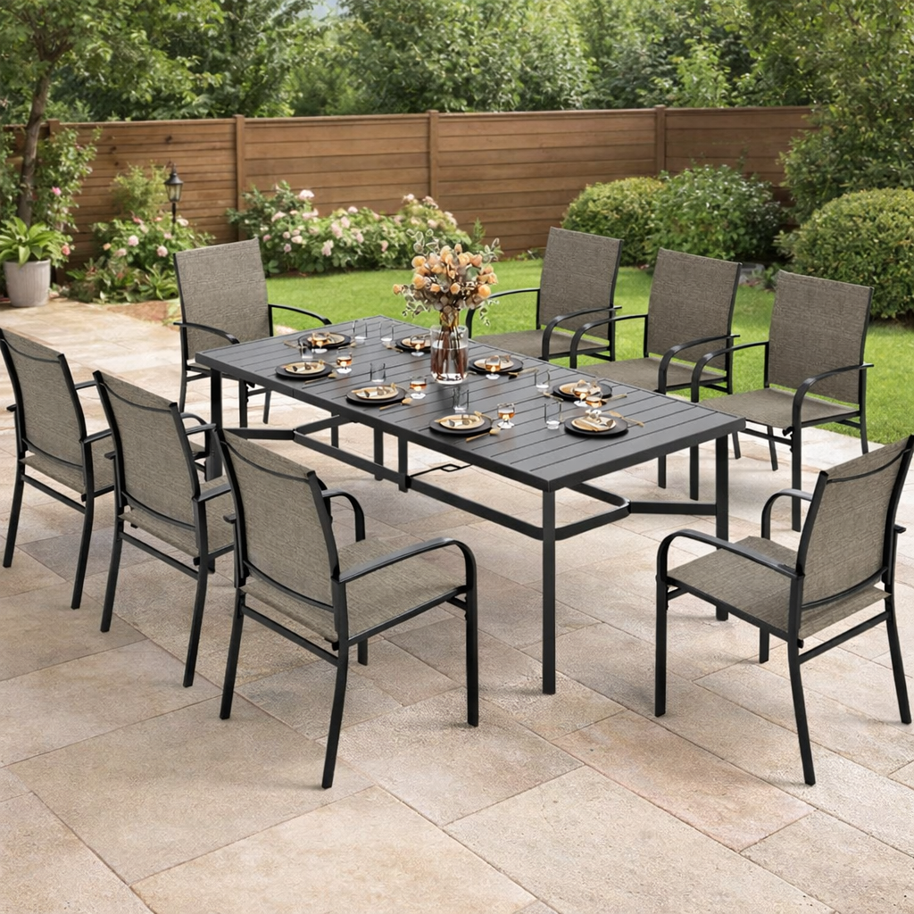 8-Person Rectangular Patio Table Set