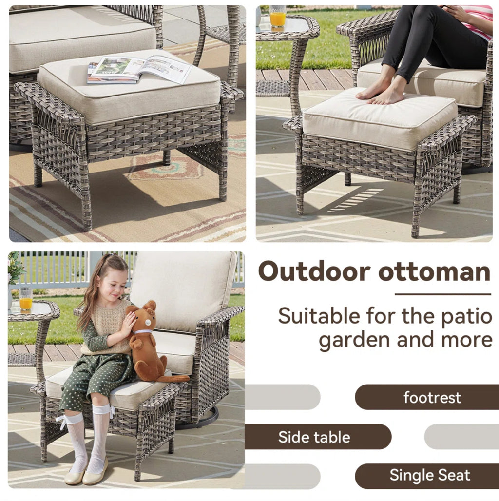 6-Piece Outdoor Sofa Conversation Set w/ Fire Pit Table