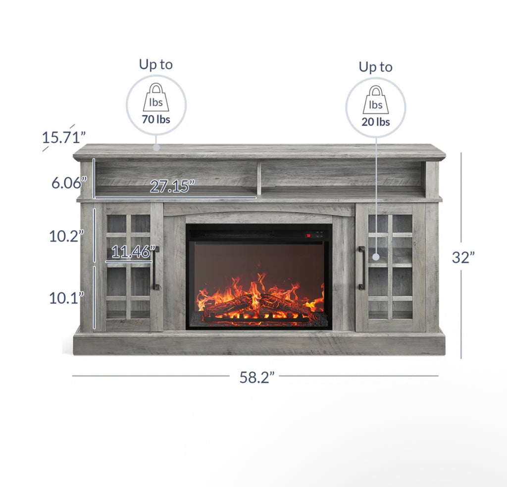 Rustic TV Fireplace Stand
