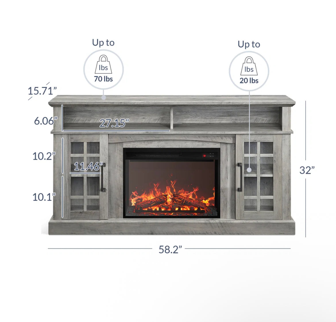 Rustic TV Fireplace Stand