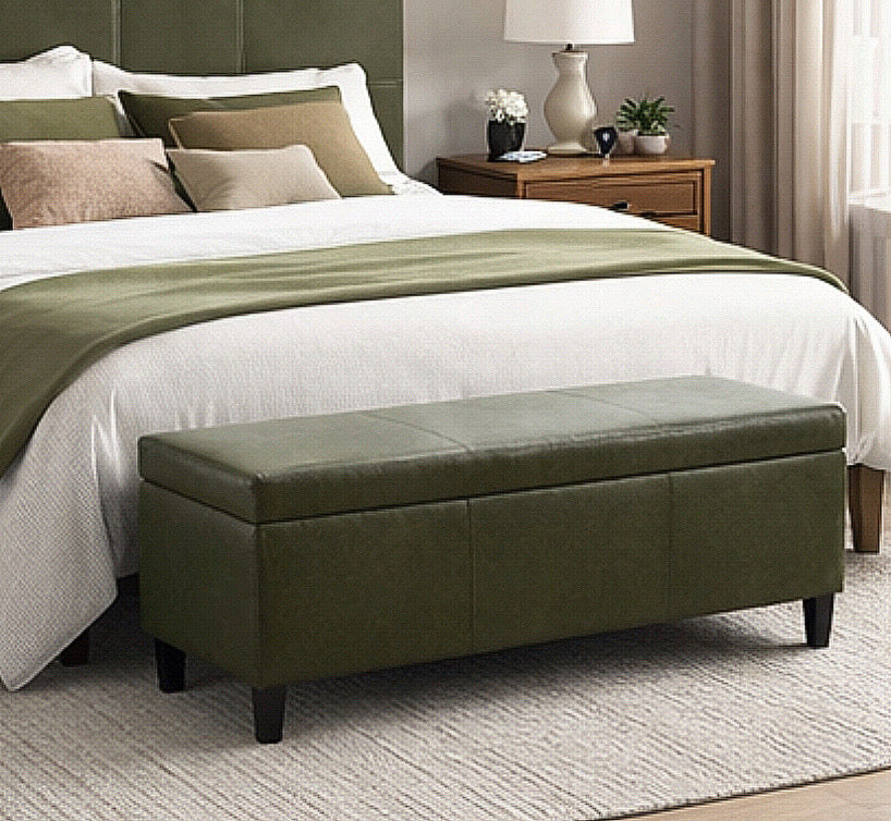 50" Wide Faux Leather Storage Bench