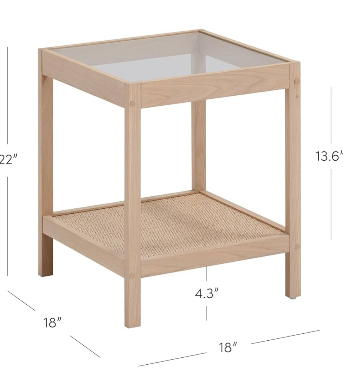 Solid Wood Nightstand w/ Glass Top