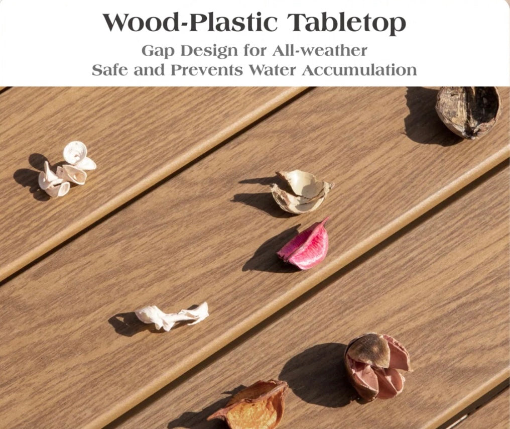 Wicker Patio Set w/ Wooden Coffee Table