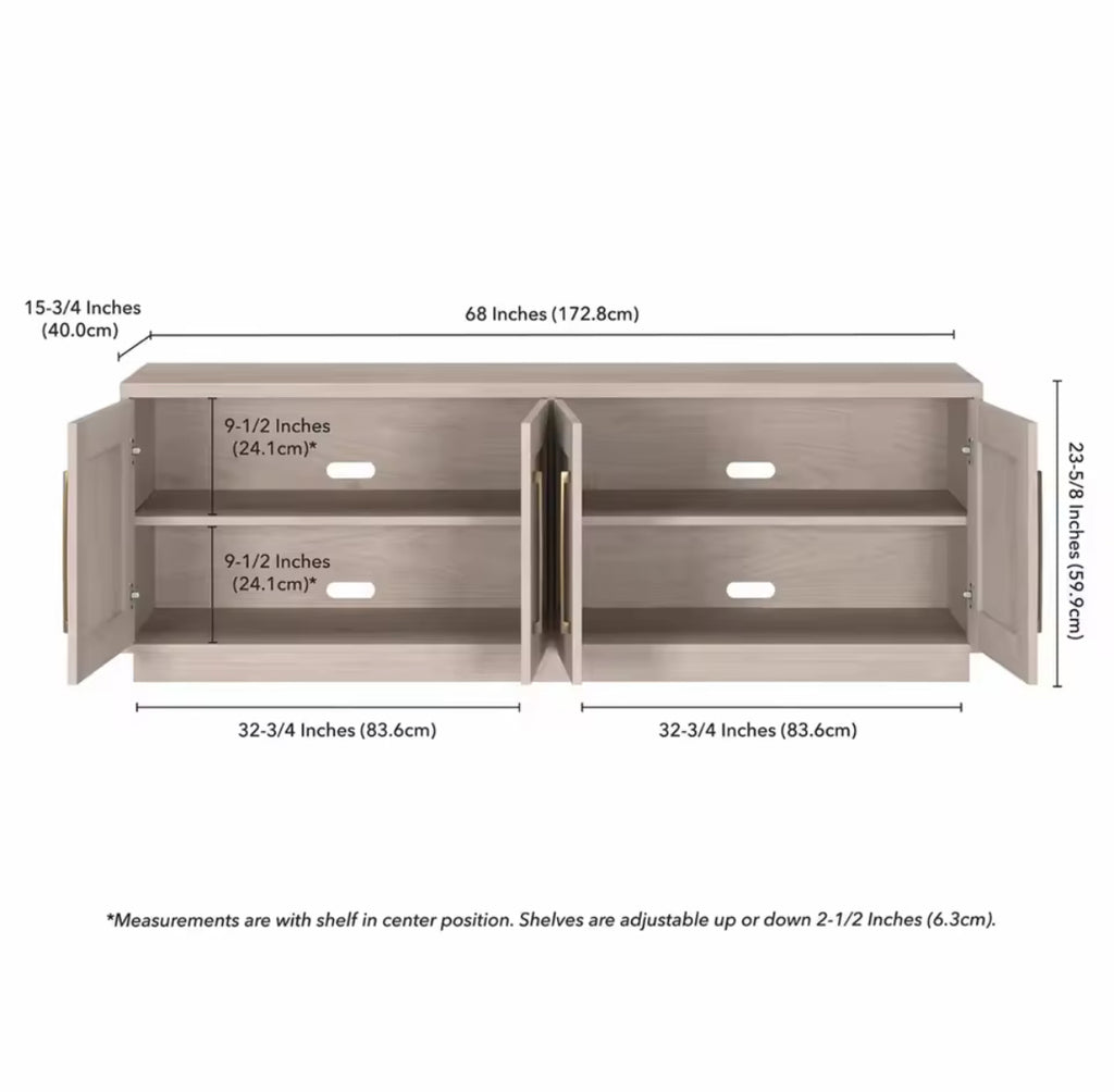 Family TV Stand w/ Adjustable Shelves