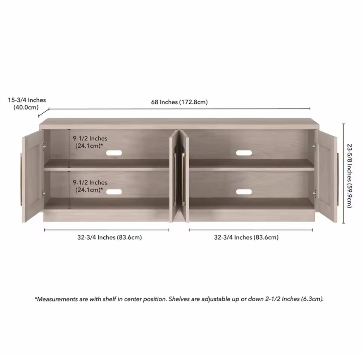 Family TV Stand w/ Adjustable Shelves
