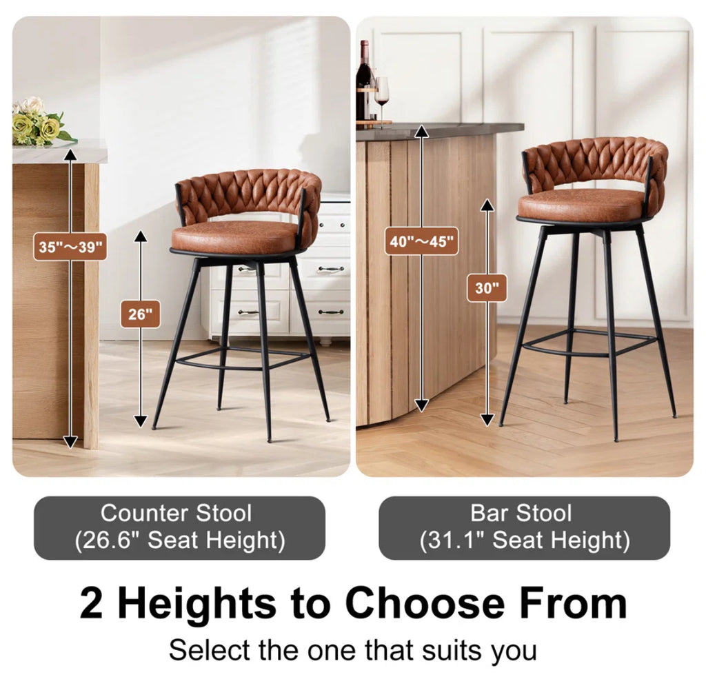 Counter Swivel Bar Stool w/ High Backrest (Set of 2)