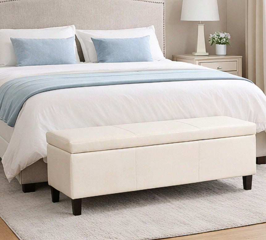 50" Wide Faux Leather Storage Bench