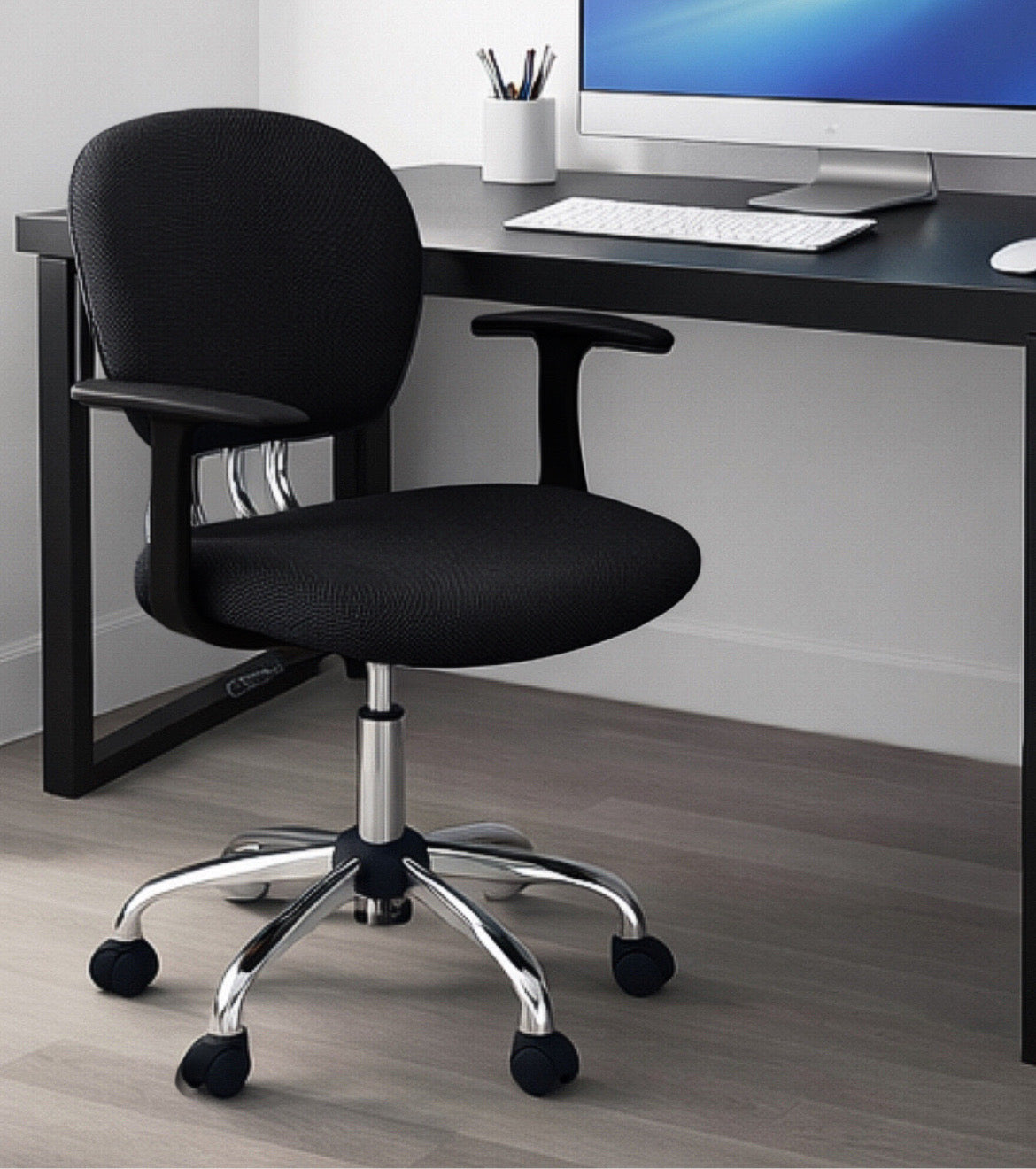 Swivel Office Chair w/ Padded Seat & Chrome Base