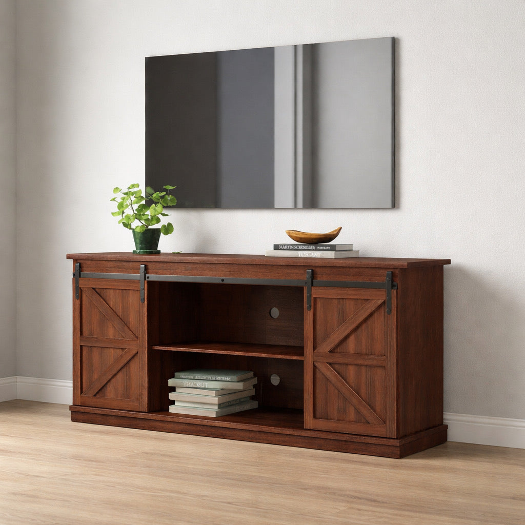Farmhouse Entertainment Center w/ Sliding Doors
