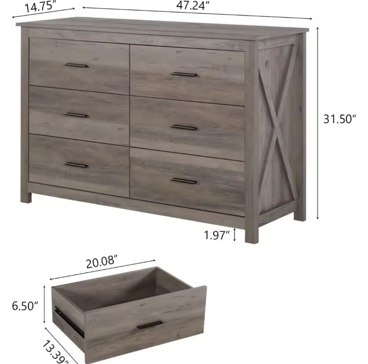 6-Drawer Wooden Dresser