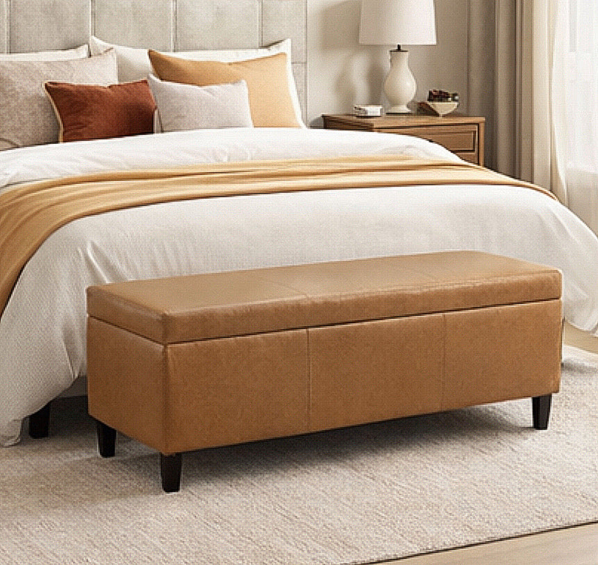 50" Wide Faux Leather Storage Bench