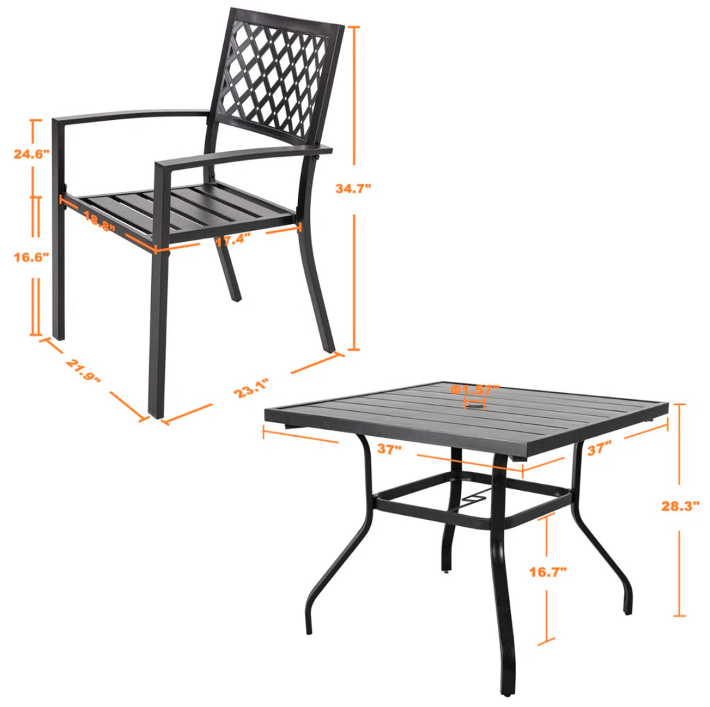 Iron Finish Backyard Table Set