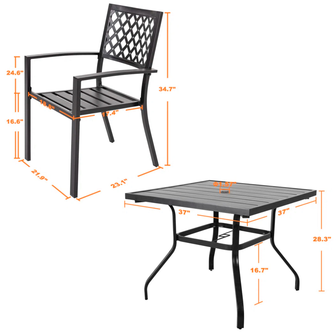 Iron Finish Backyard Table Set