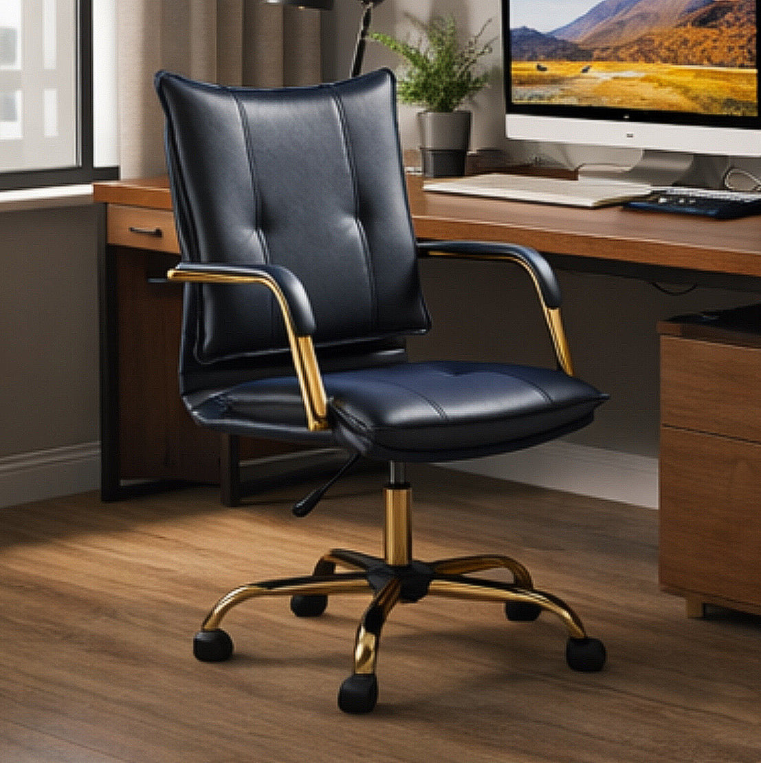 Faux Leather Task Chair w/ Padded Arms