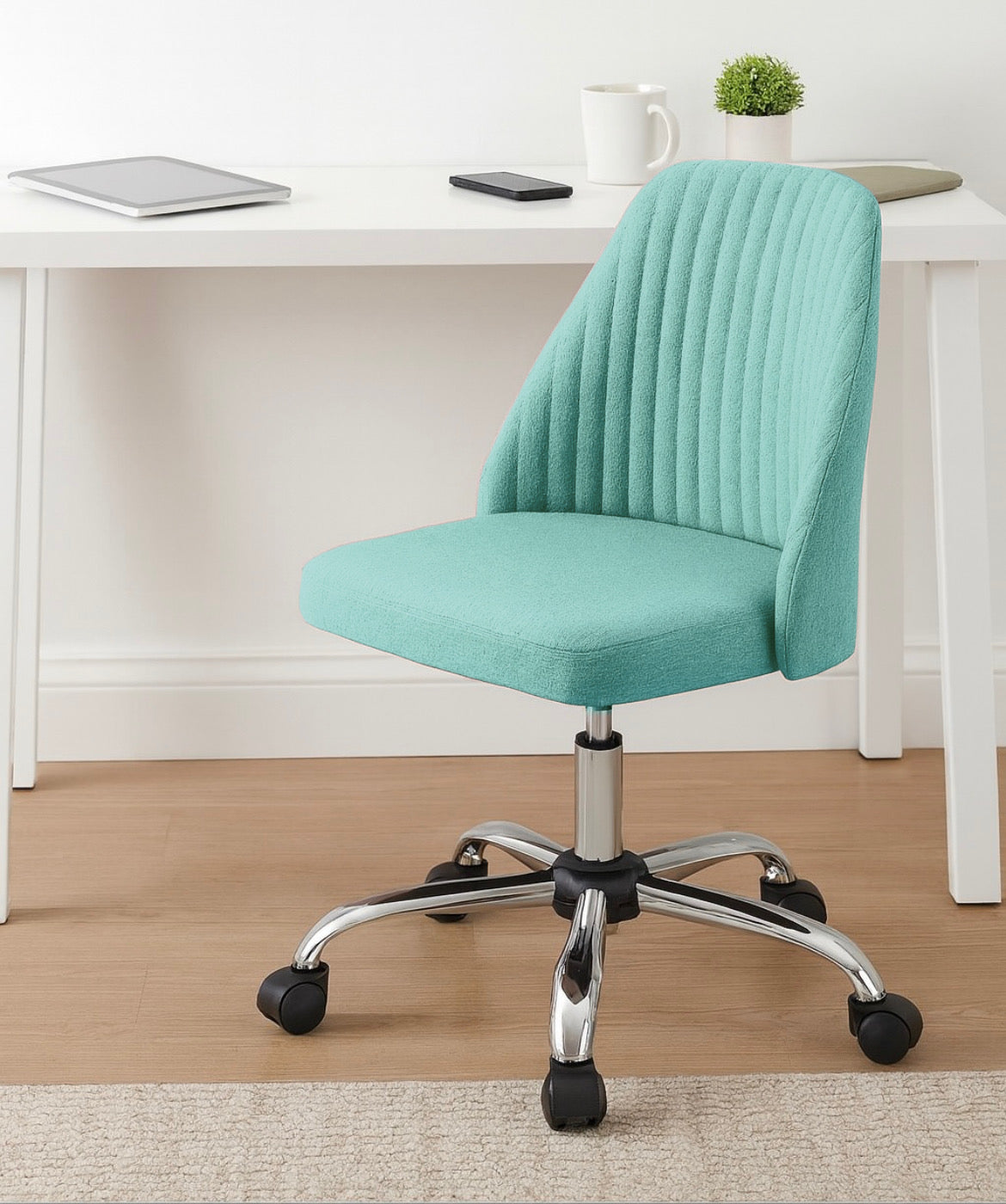 Armless Swivel Chair w/ Modern Fabric