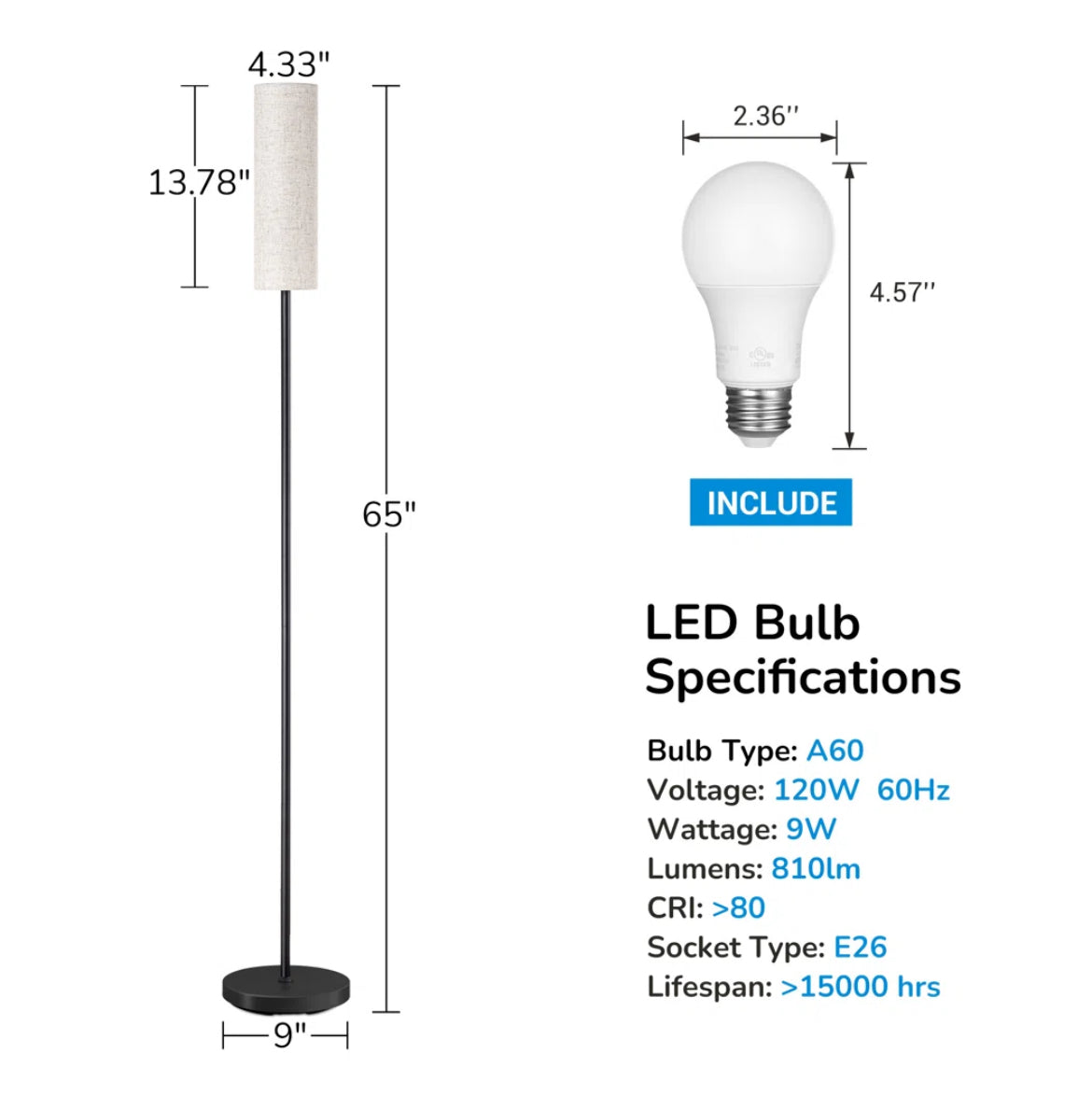 65'' Traditional Floor Lamp