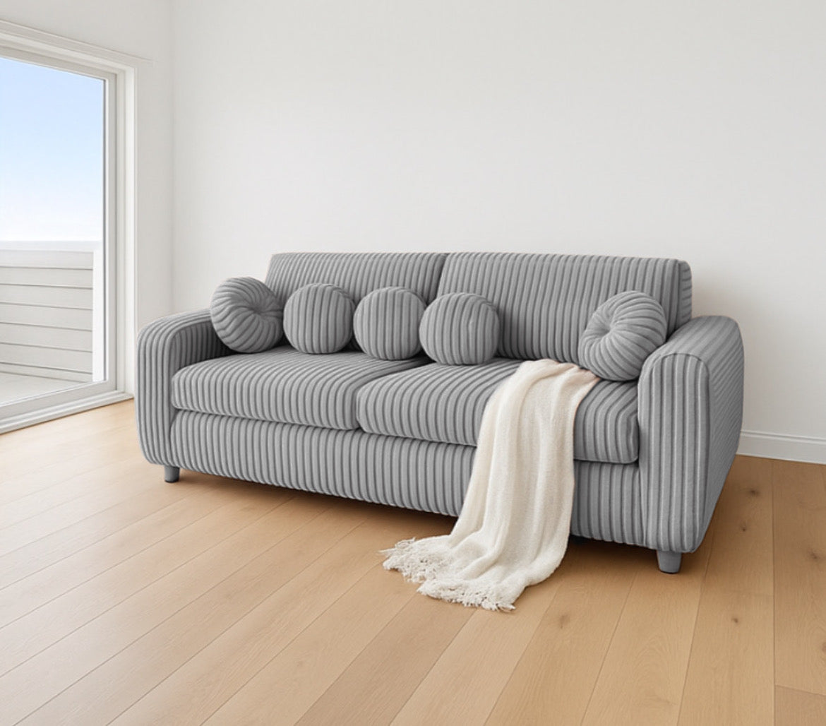 Corduroy Loveseat w/ 5 Pillows