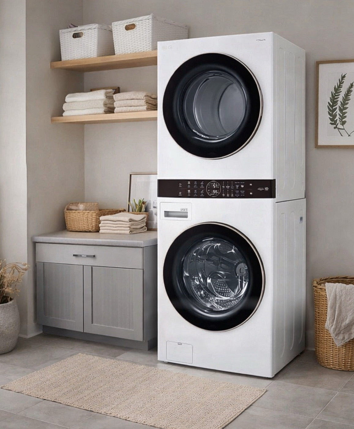LG Single Unit Dryer & Front Load WashTower w/ Center Control Washer