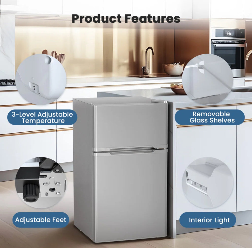3.2 Cubic Feet Dual-Door Mini Fridge with Freezer