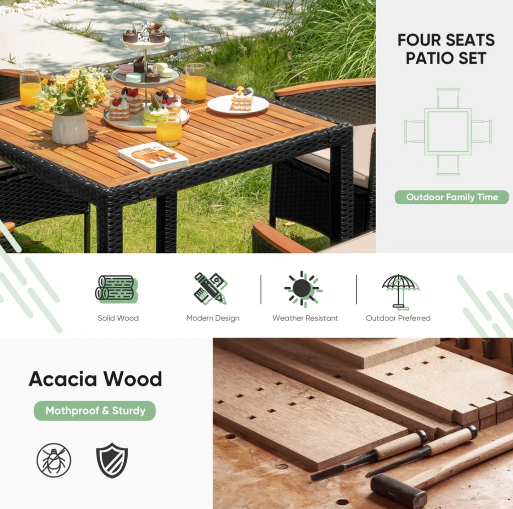 Patio Square Table Set w/ Cushions