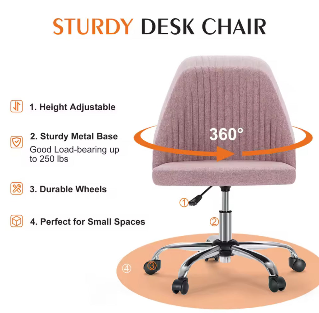 Armless Swivel Chair w/ Modern Fabric
