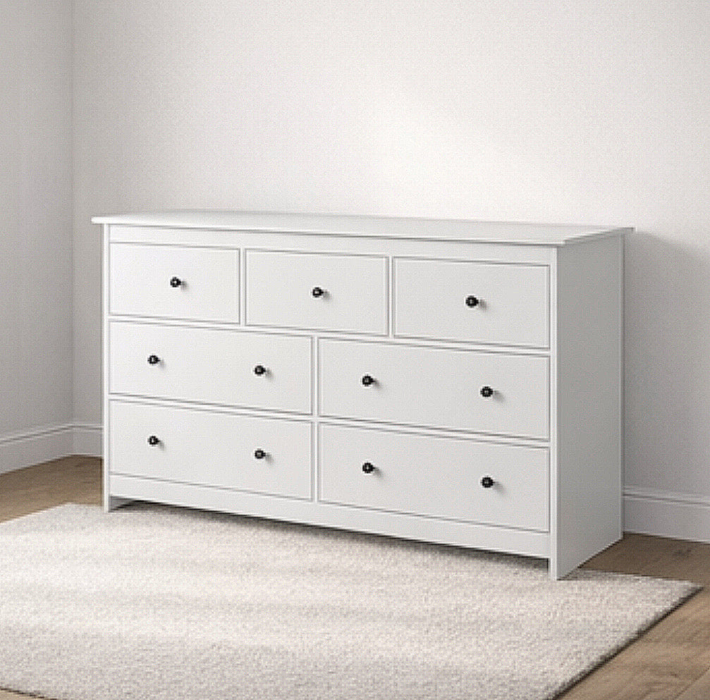 7-Drawer Wide Wooden Dresser