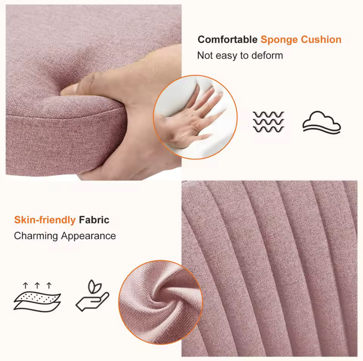 Armless Swivel Chair w/ Modern Fabric