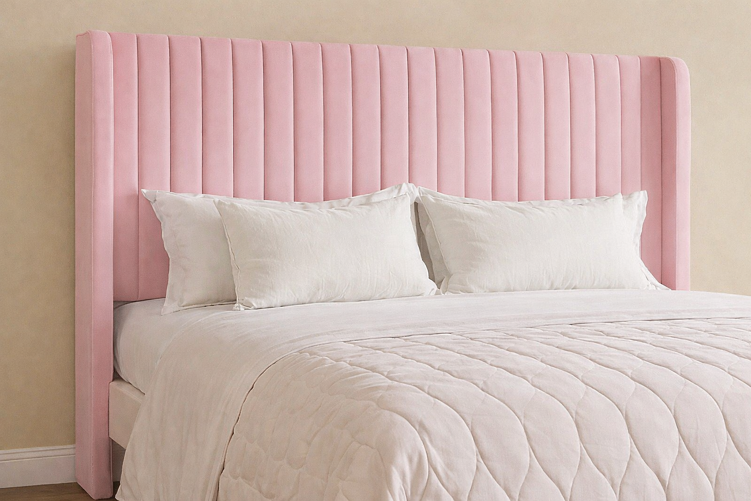 Velvet Platform Bed w/ Headboard