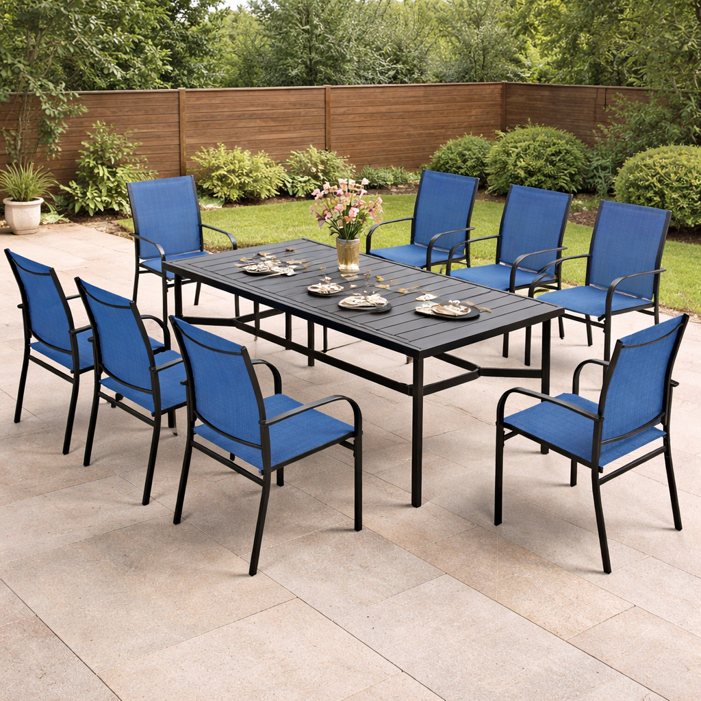 8-Person Rectangular Patio Table Set
