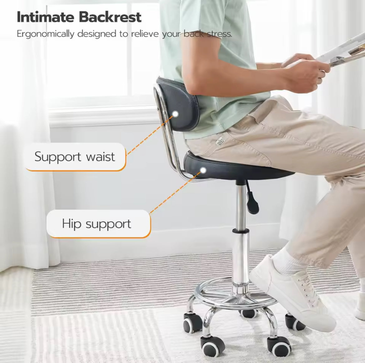 Adjustable Office Rolling Stool