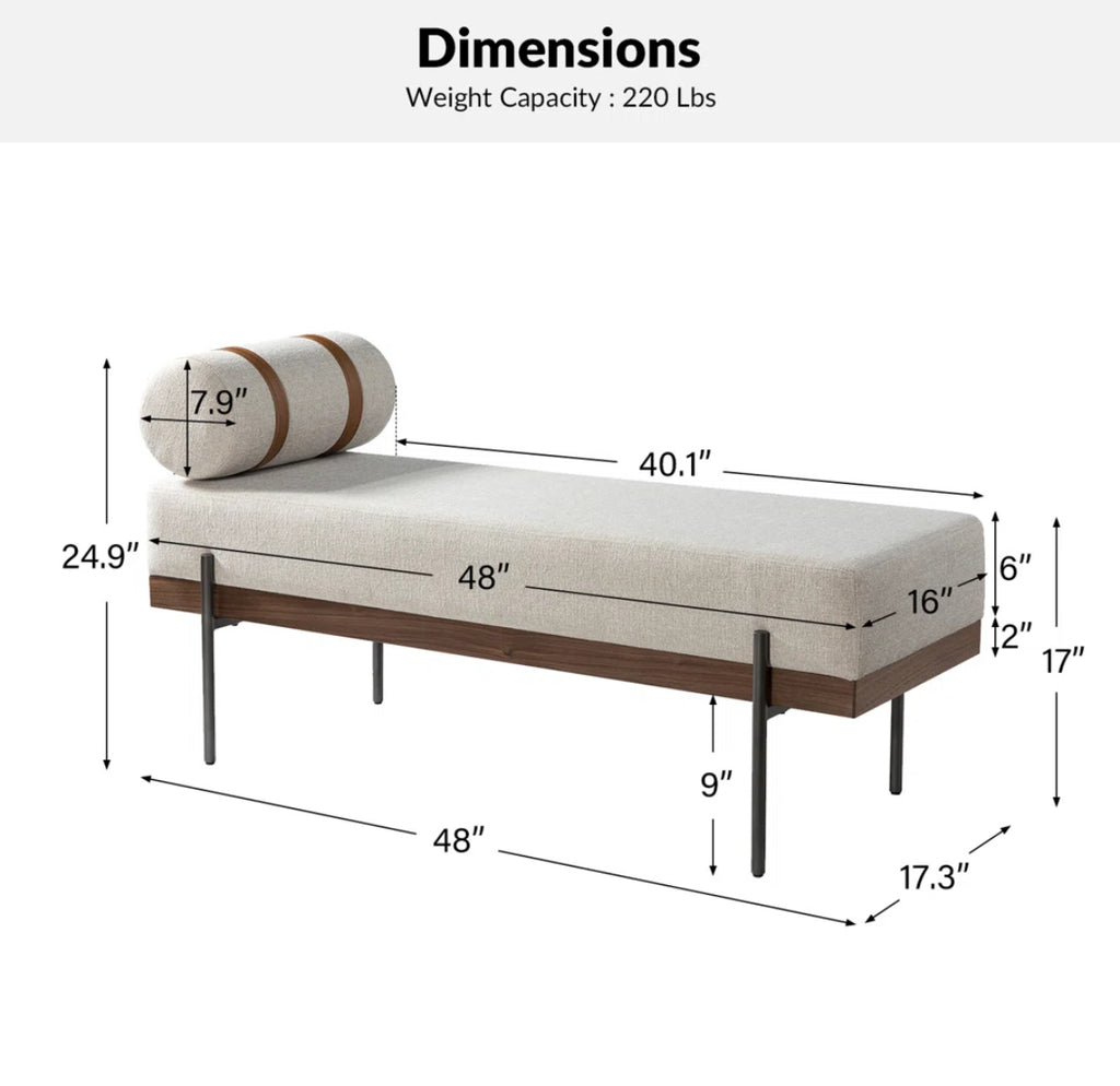 48” Modern Bench w/ Removable Pillows