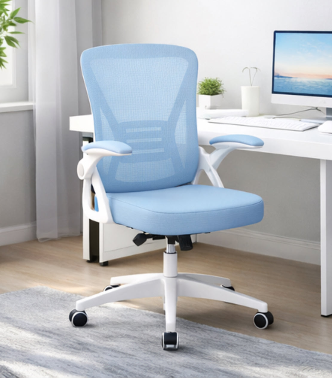 Mid-Back Swivel Ergonomic Office Chair w/ Adjustable Arms & Mesh Lumbar Support