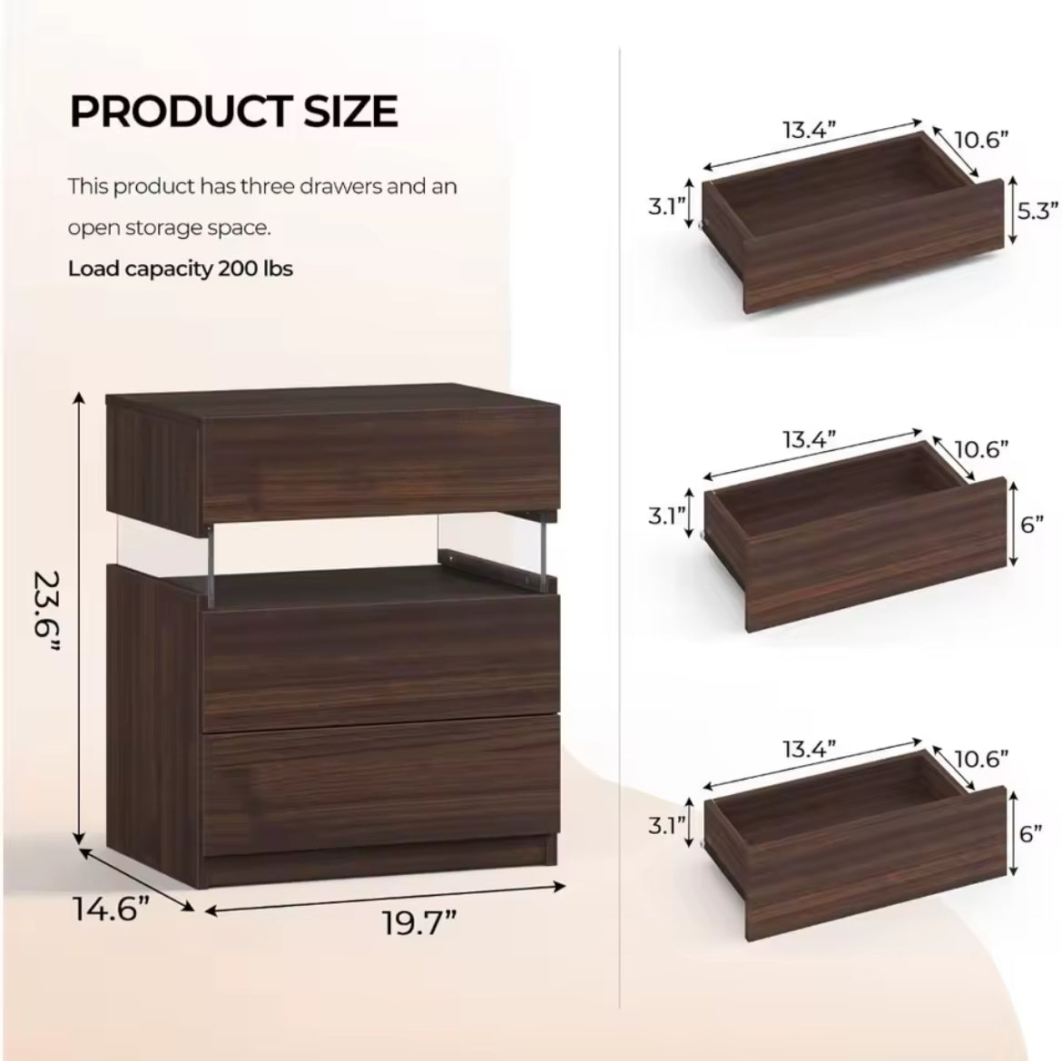 Modern LED Nightstand (Set of 2)