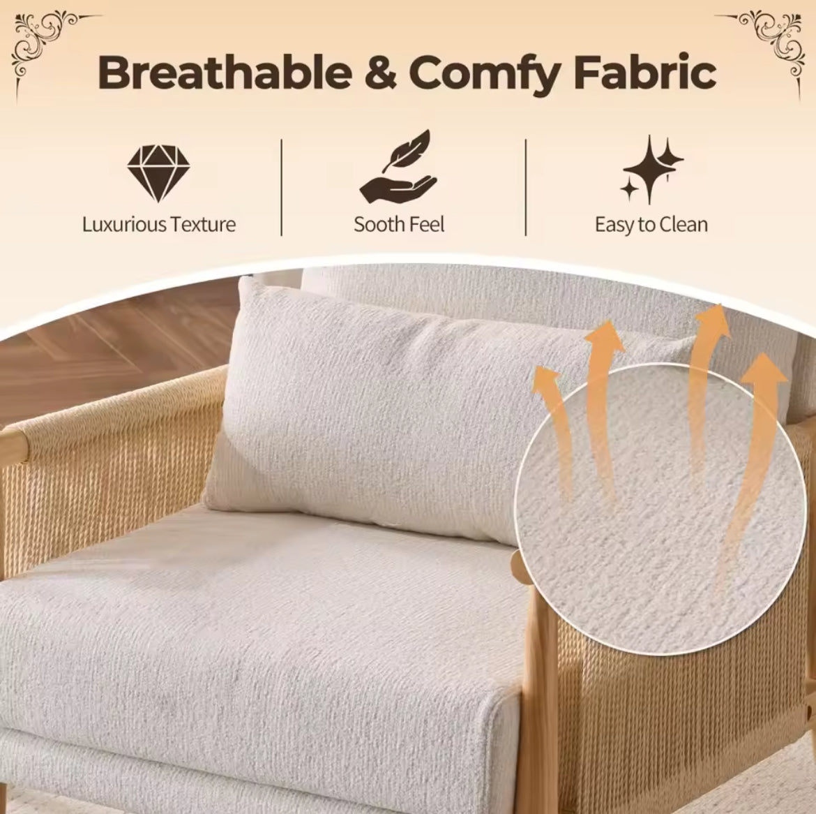 Woven Rattan Lounge Chair w/ Pillow Cushion