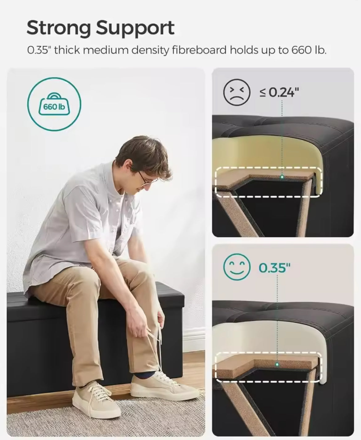 43” Storage Ottoman Bench