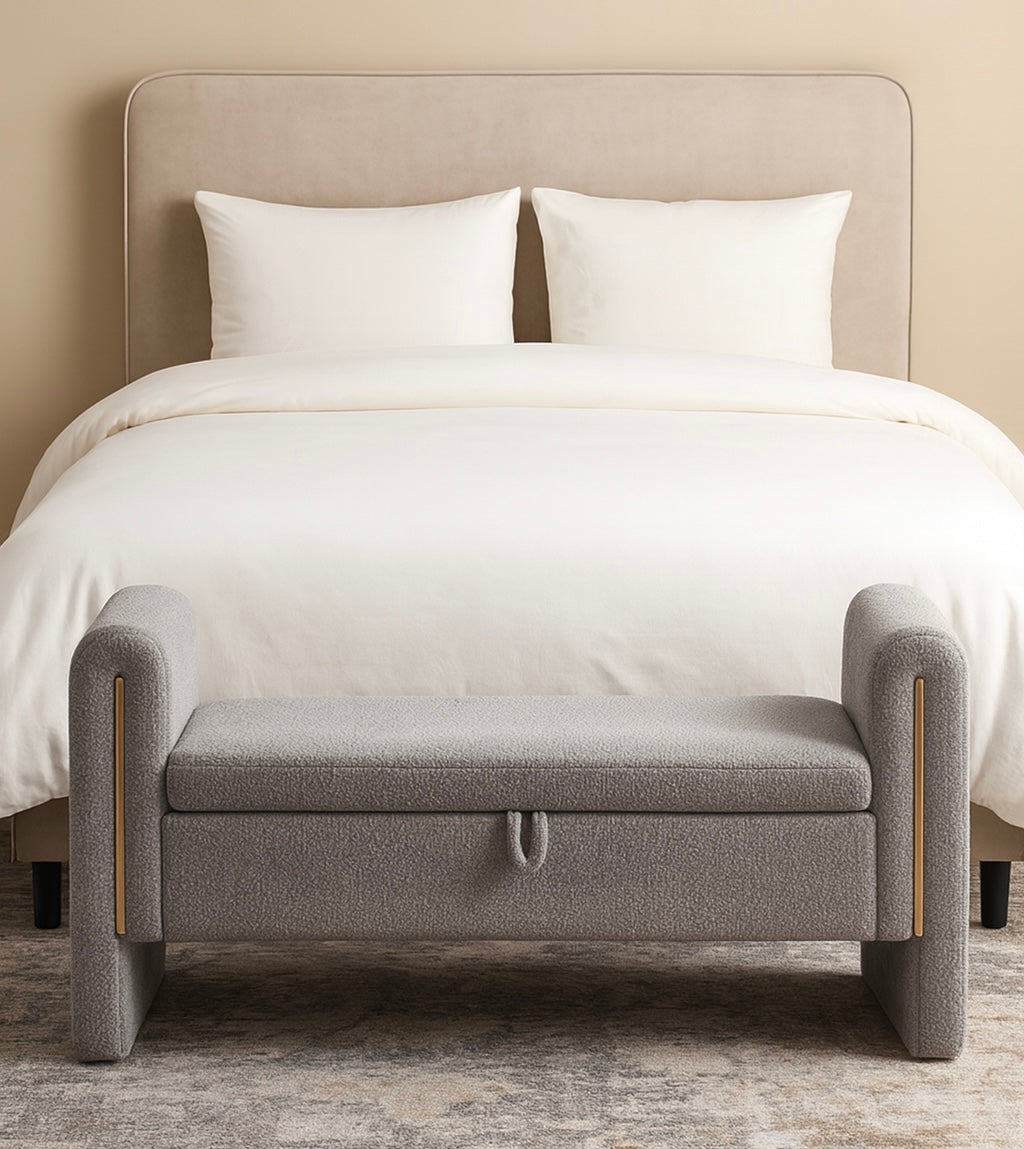 52" Modern Storage Bench w/ Armrests